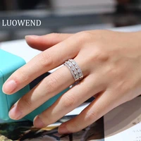 luowend 100 real 18k white gold au750 engagement ring marquise classic row drill style natural diamond ring for women party