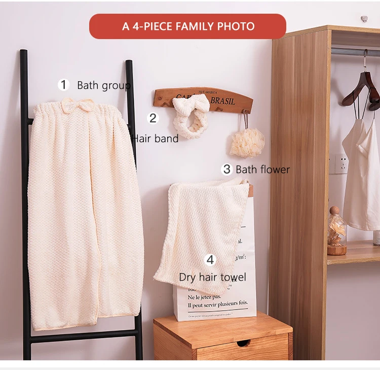 Удобный впитывающий женский набор полотенец из микрофибры для ванной бантик