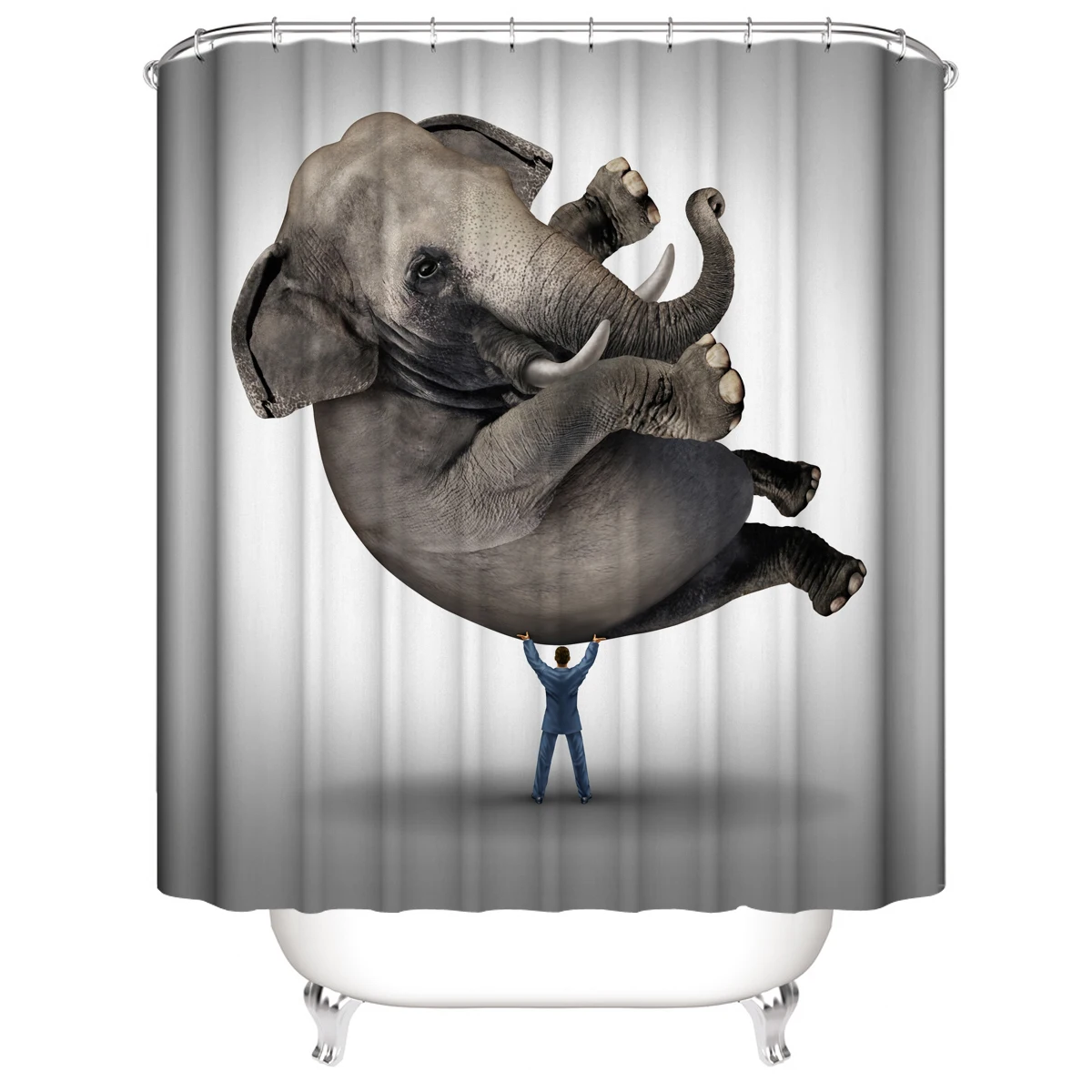 Забавные тканевые занавески для душа в виде слона ванной комнаты Нескользящие