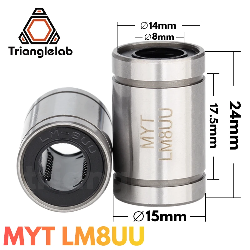 Длинный стержень Trianglelab MYT LM8UU вал 8x15x24 мм линейный подшипник для 3D-принтера Reprap Anet