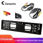 Автомобильная камера заднего вида Camecho 2,4 ГГц, беспроводная рамка для номерного знака, RCA видео для автомобильного монитора заднего вида, FM-передатчик и приемник