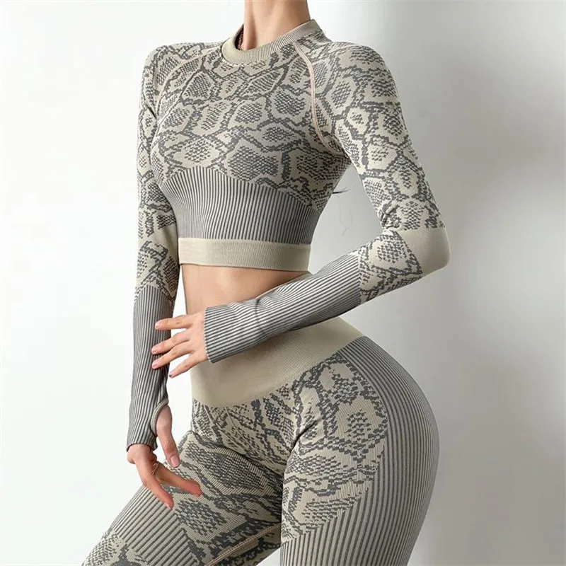 

Sportswear Women's High-Elastic Legging Slim-Fitting Moisture Wicking Yoga Suit Running Pants+Quick-Drying Long-Sleeve Yoga Set