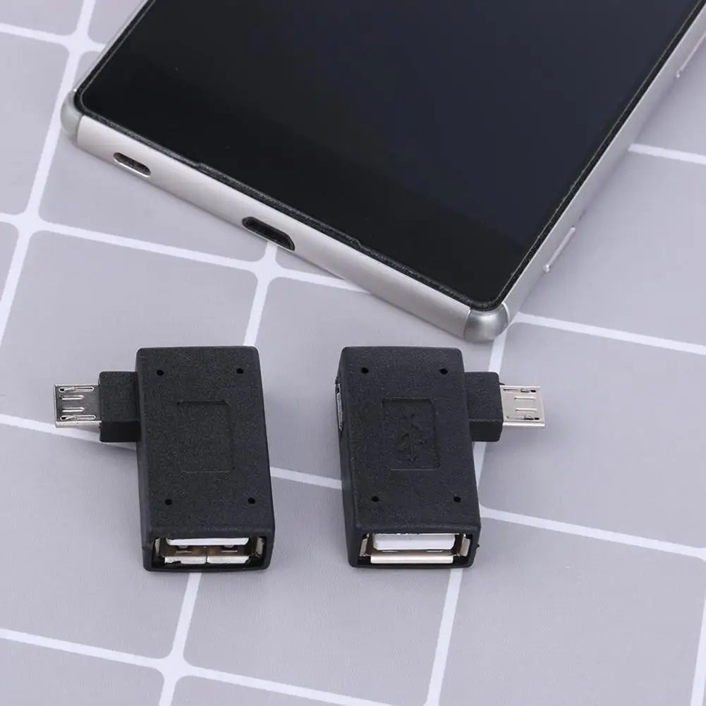 1 шт. Многофункциональный USB 2,0 90 градусов левый/правый угол конвертер OTG адаптер хост микро для телефона/планшета
