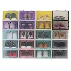 Коробка для домашней обуви, складная прозрачная коробка для хранения обуви, пластиковая, Штабелируемая, Штабелируемый Органайзер, компактный