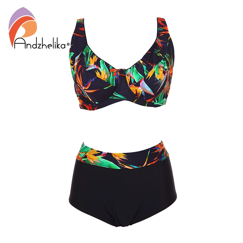 Женский купальник бикини Andzhelika с высокой талией глубокой мягкой чашкой