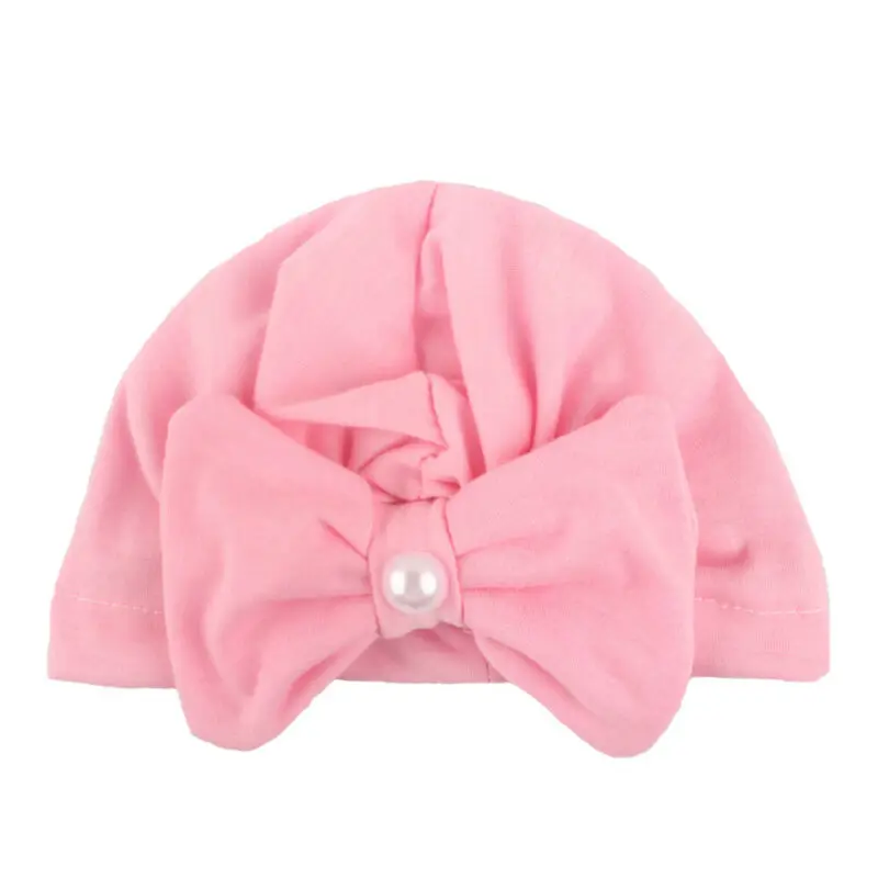 Cute Cotton Toddler Baby Girls Hats Little Kids Children Pearl Bunny Rabbit Big Bow Knot Turban Headband Caps Warm Headwrap | Детская
