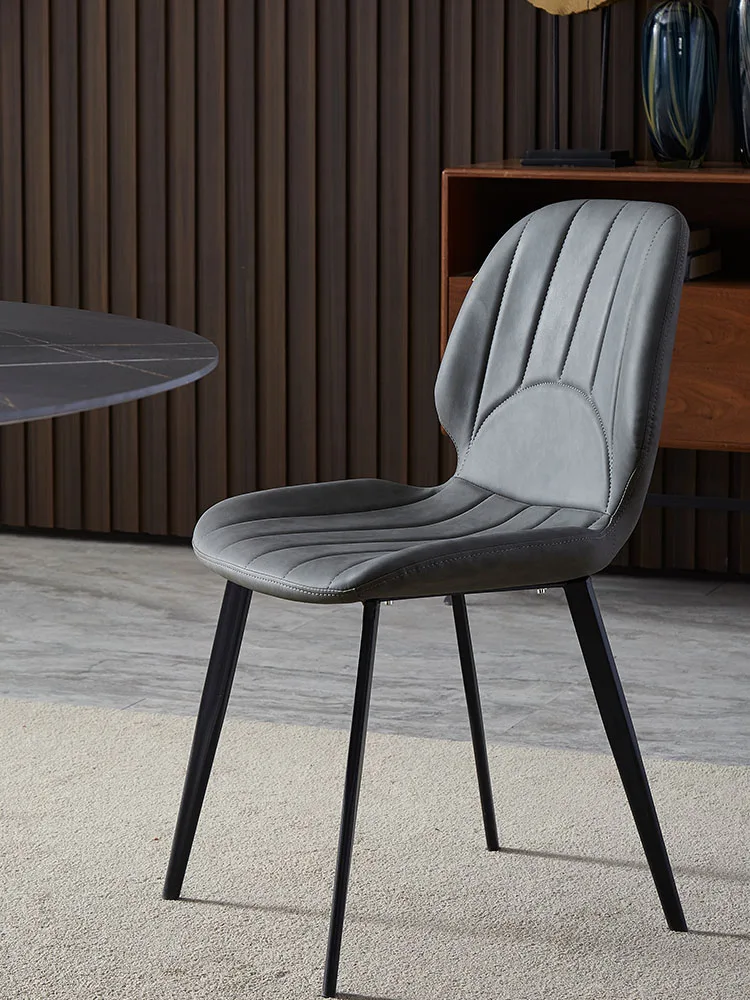 Скандинавский ресторанный кожаный стул современный минималистичный кофейный