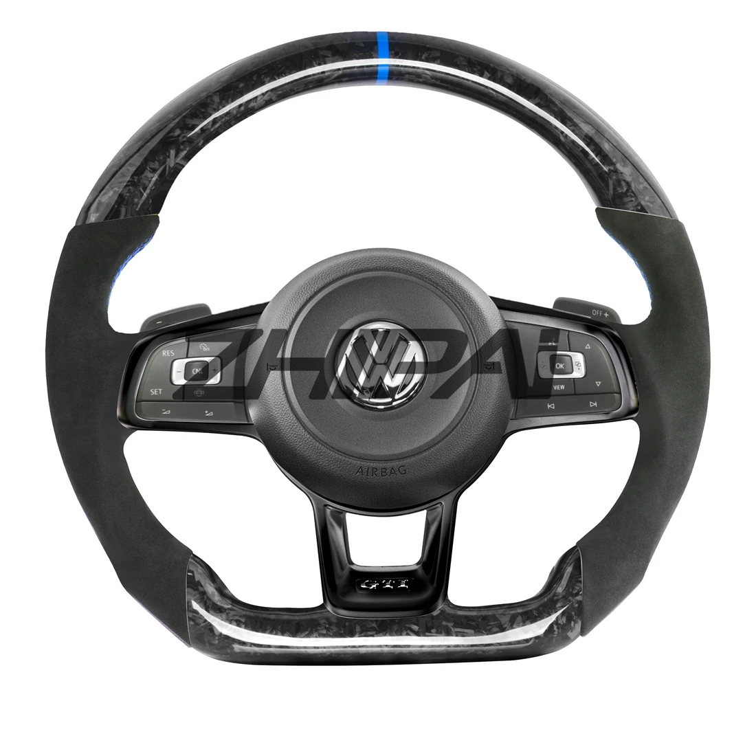 

Forged Carbon Fiber Car Steering Wheel Alcanrata For Volkswagen Golf MK7 GTI R with Paddles Shifter and Airbag Assembly