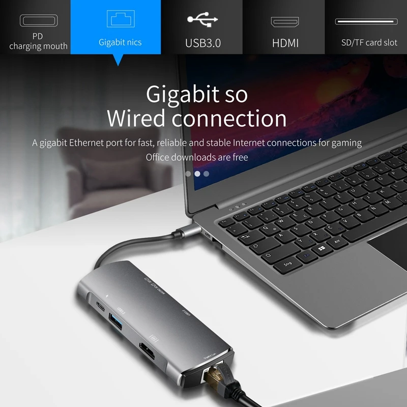 7 в 1 Usb 3 0 Type C концентратор для Ethernet + 4K видео Hdmi Pd Rj45 зарядный порт адаптер слот