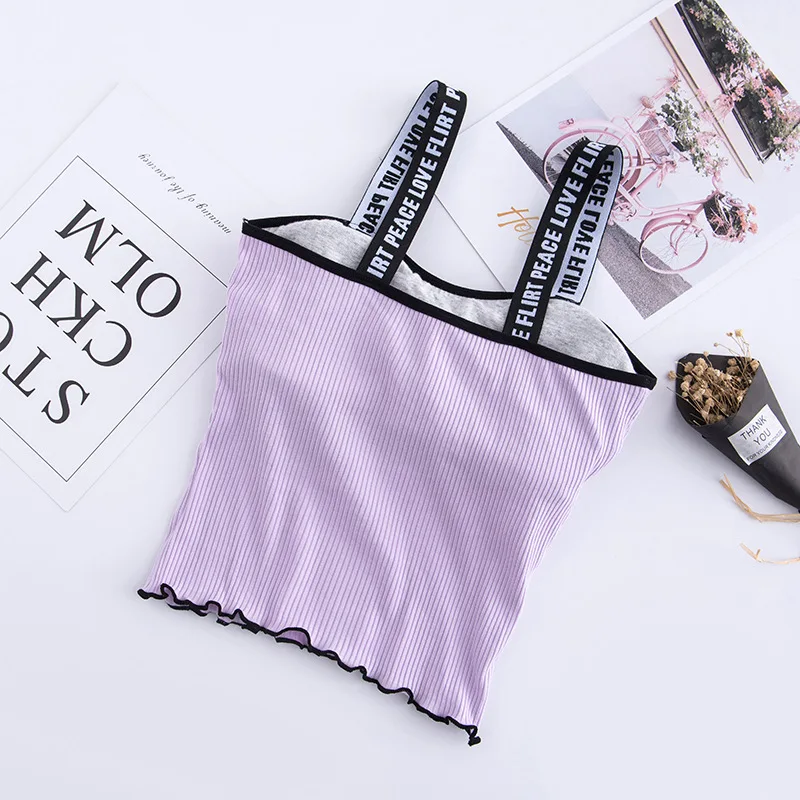 Бюстгальтер укороченный женский для фитнеса пурпурный с треугольными чашками