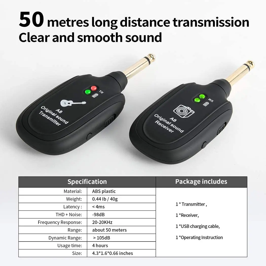 2021 Новая беспроводная система для гитары UHF передатчик приемник Встроенный аккумуляторный беспроводной передатчик для гитары.