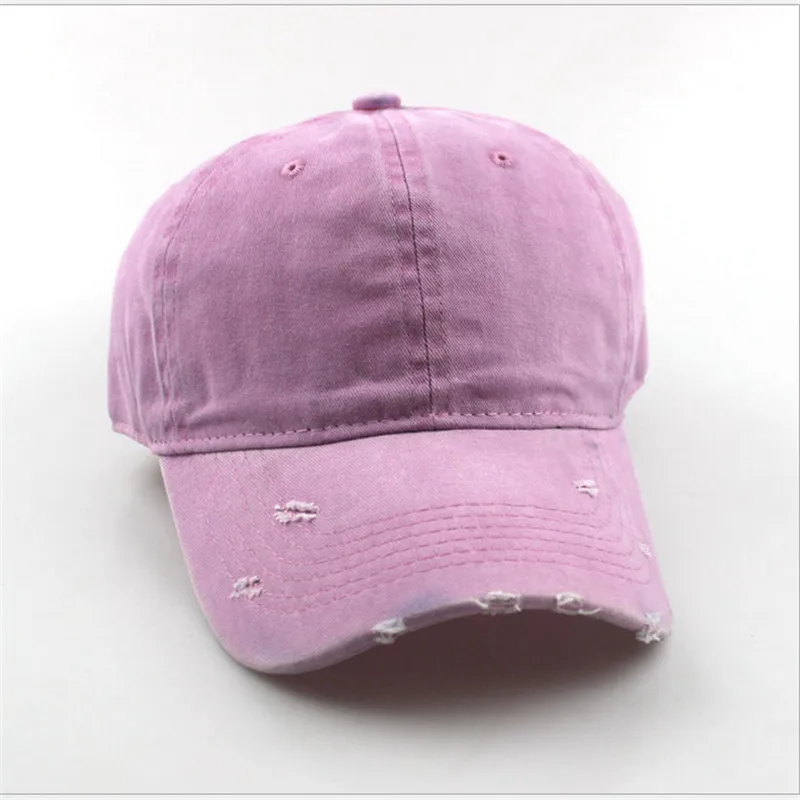 Vintage Unisex Baseball Hats Male Hole Caps Solid Baseball Caps Women Long Visor Brim Shade Snapback Man Cool Style Sun Hats - Цвет: Розовый
