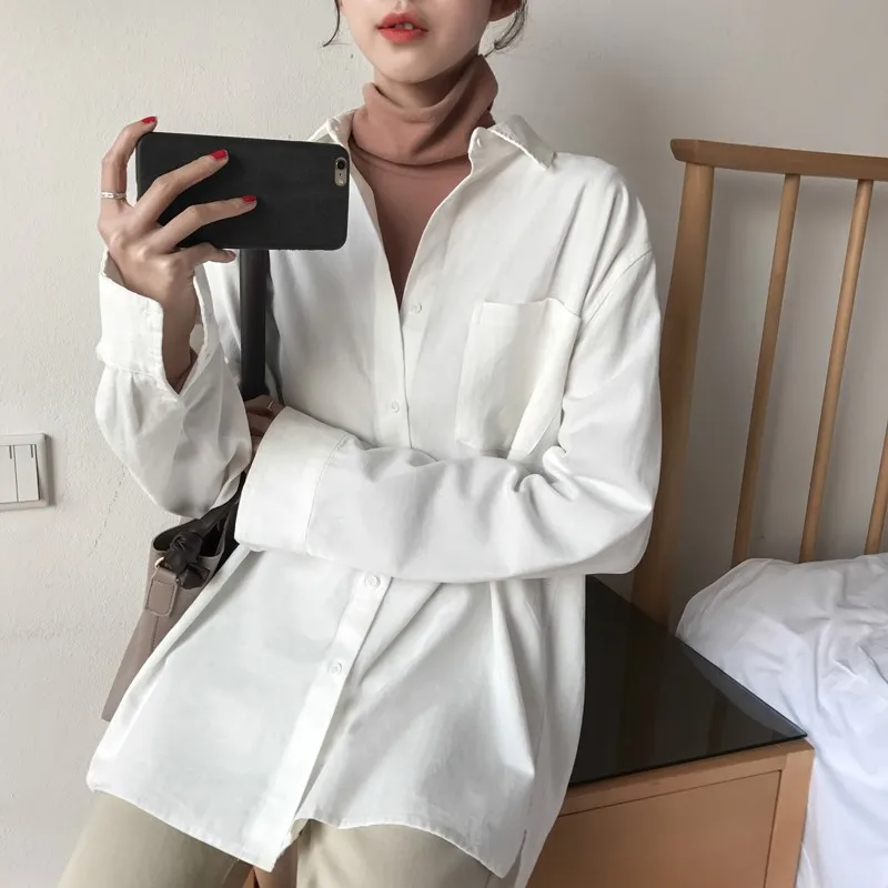 

Vintage Women's Shirt Blusas Roupa 2020 Women Summer Blouse Korean Long Sleeve Pocket Female Shirt Spring Women's Blouses Tops