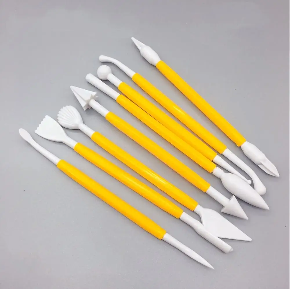 8pcs/set Baking Pastry Tools Plastic Dough Knife Icing Fondant Scraper Decorating Plain Smooth Jagged Edge Spatulas Cutters Cake | Дом и сад