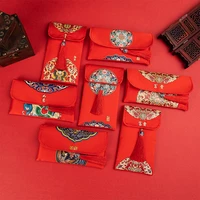 chinese brocade red envelope personality money pocket gifting pouch tassel decor tiger year red packet spring festival hongbao