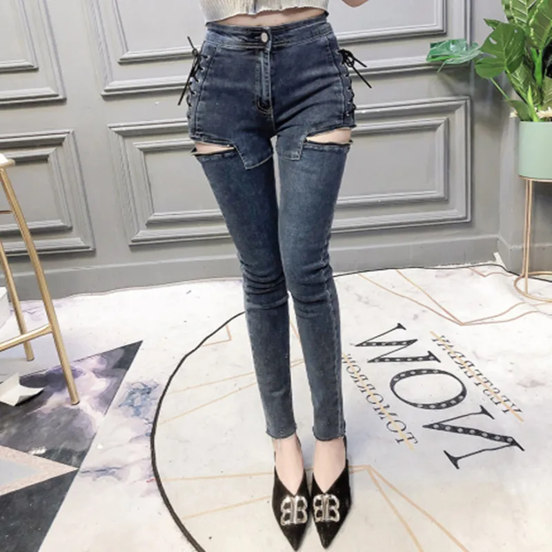 2019 женские джинсы с высокой талией облегающие бедра сексуальные обтягивающие