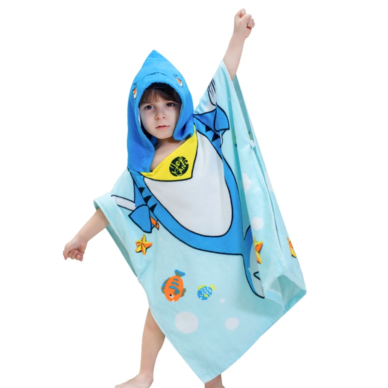 Детская накидка с капюшоном и рисунком маленького динозавра хлопковая nimal
