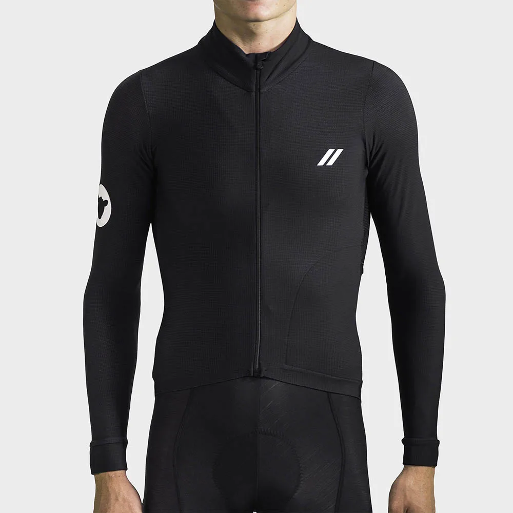 Новинка 2019 черная Теплая Флисовая велокуртка с длинными рукавами и элементами