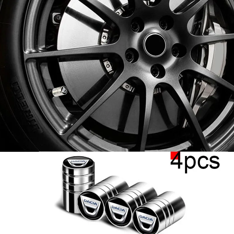 

4Pcs Stem Cover Metal Car Wheel Tire Valve Stem Caps For Dacia Sandero Stepway Dokker Logan Spring Duster Lodgy Auto Accessories