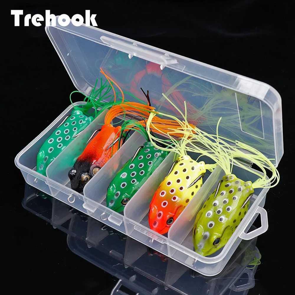 TREHOOK 5 шт./кор. Ray Лягушка TopWater воблеры Щука рыболовная приманка набор мягкие