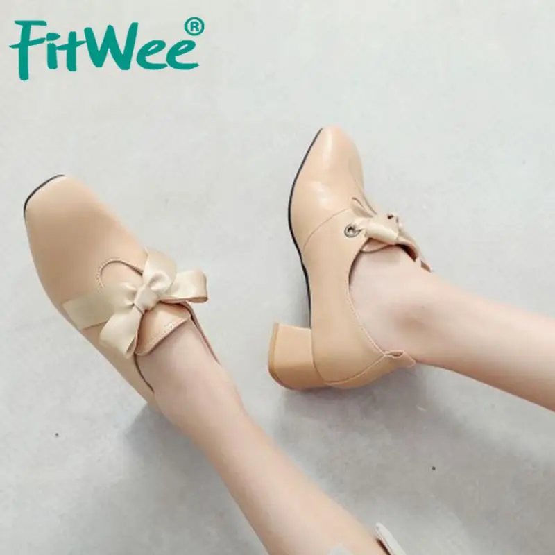 FITWEE/туфли-лодочки размера плюс 30-46 с перекрестными ремешками и бантом вечерние