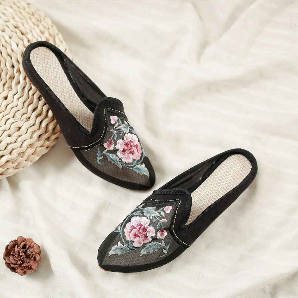 Veowalk прозрачные с острым носком женские марлевые хлопковые плоские мюли летние