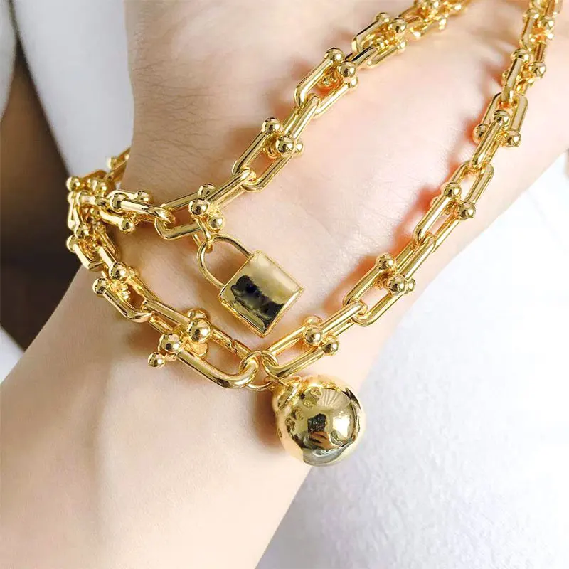 

Original 925 women's silver u-chain and ball pendant label, luxurious and exquisite zircon suit, women's jewelry necklace 2021