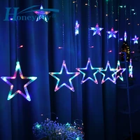 honeyflu led five pointed star curtain string lights 12pcs balls 3m usb battry fairy garland lights new year christmas