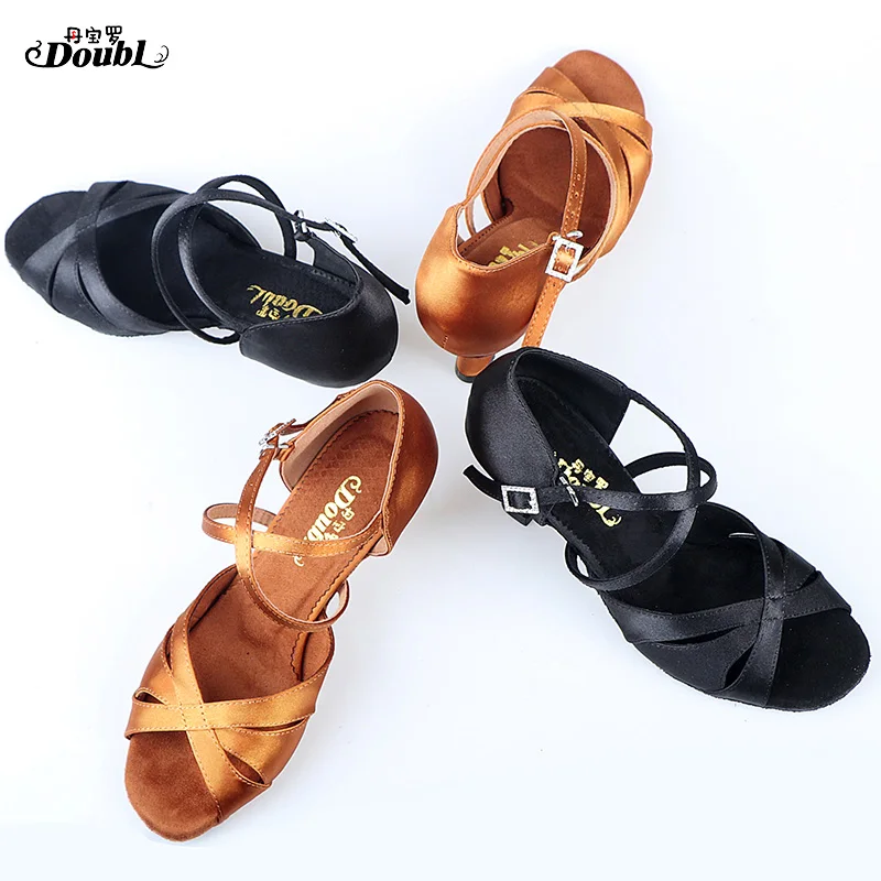 Латинские Бальные сандалии танцевальные туфли каблук 6 см 7 5 мягкая сатиновая