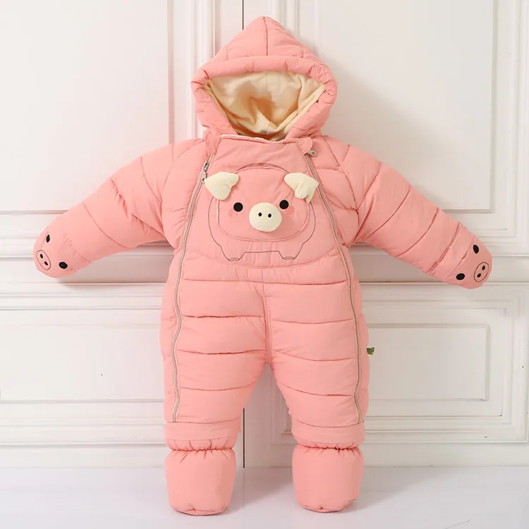 30 degrees cold Winter warm Baby girl Clothes New born Style Baby Rompers Baby Boys Jumpsuits cute Cartoon Infant Overalls