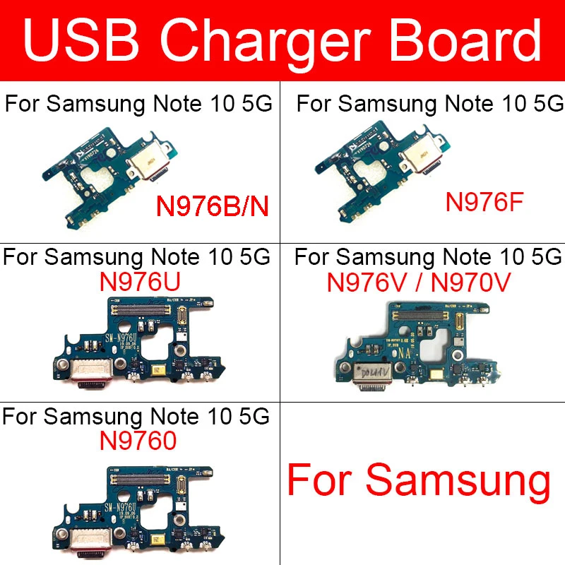 Плата с USB-портом для зарядки Samsung Galaxy Note 10 + Plus N976V N970V N976B/N N976F N976U N9760, запасные части