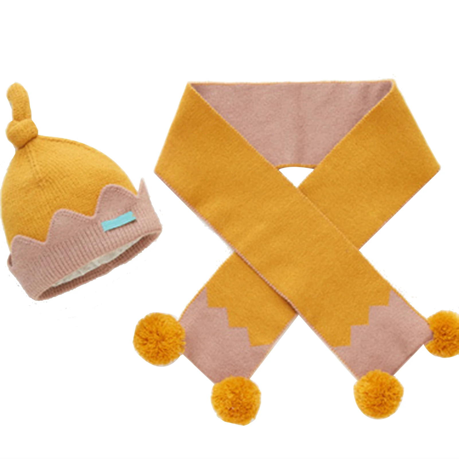 

Baby Cap Winter Girls Korean Style Super Cute Soft Warm Woolen Scarf Hat Set