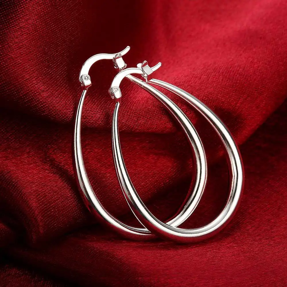 Big Hoop Earrings Silver Color Woman Fashion Jewelry Best Party Gifts Round Christmas Wholesale Price | Украшения и аксессуары