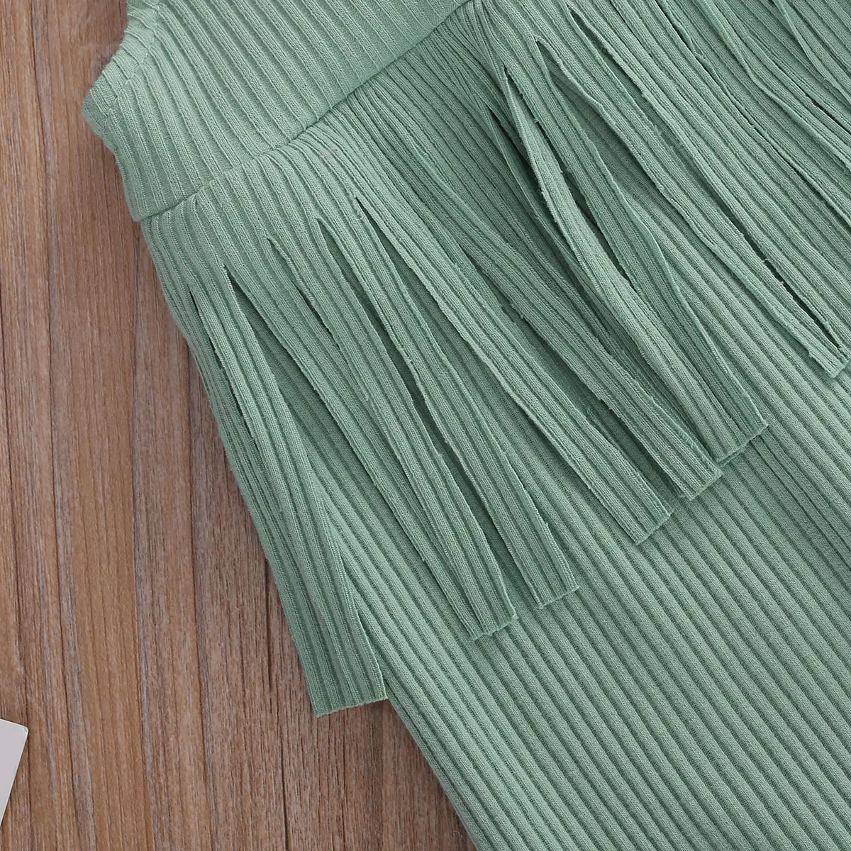 

0-24M Newborn Baby Girl Tassels Ribbed Romper Sling Jumpsuit Fashion Tassel Sleeveless Cotton Romper Solid Color