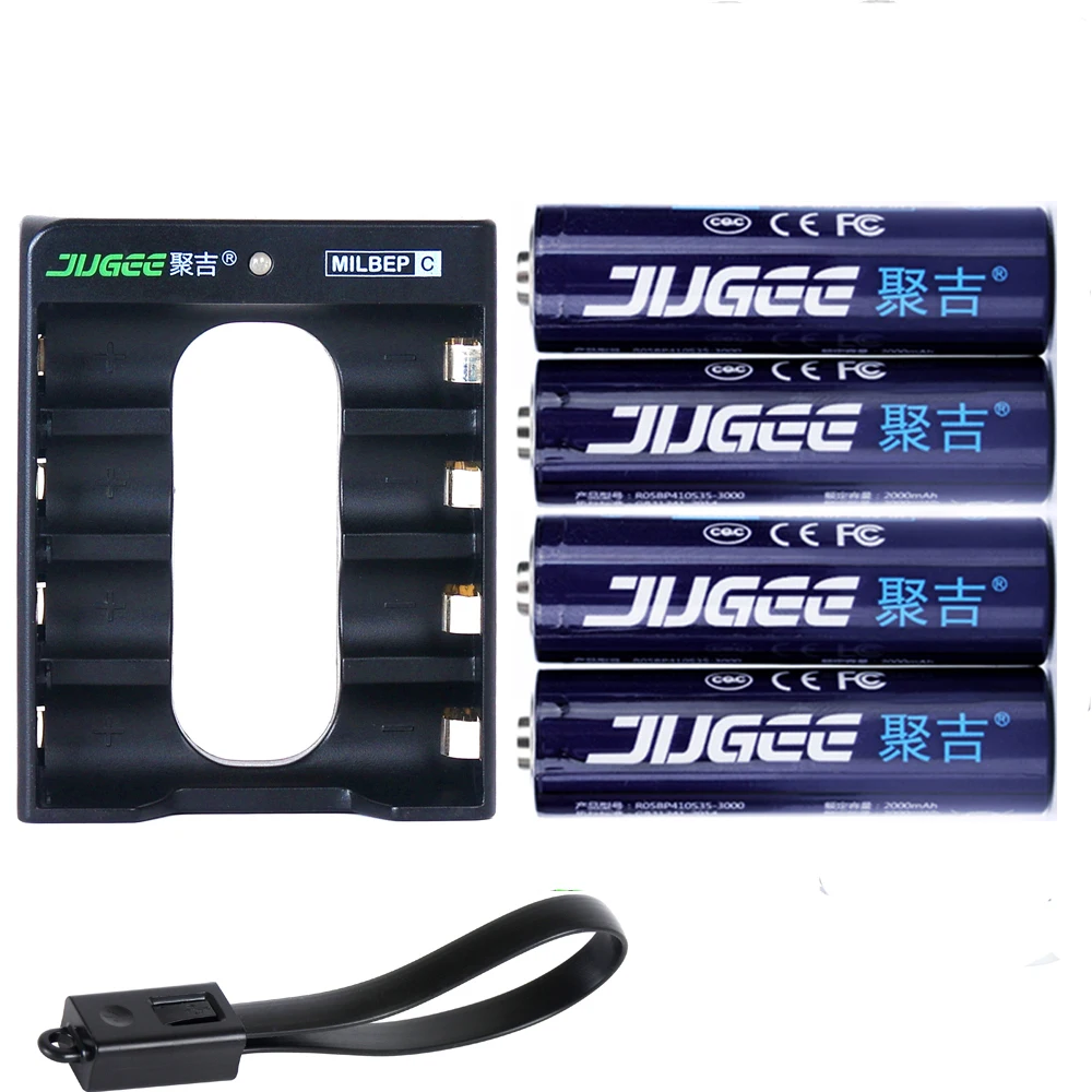 jugee 1,5 v 3000mWh AA 1,5 V литий-полимерный литий-ионный полимерный литиевый аккумулятор - Цвет: 4pcs with charger