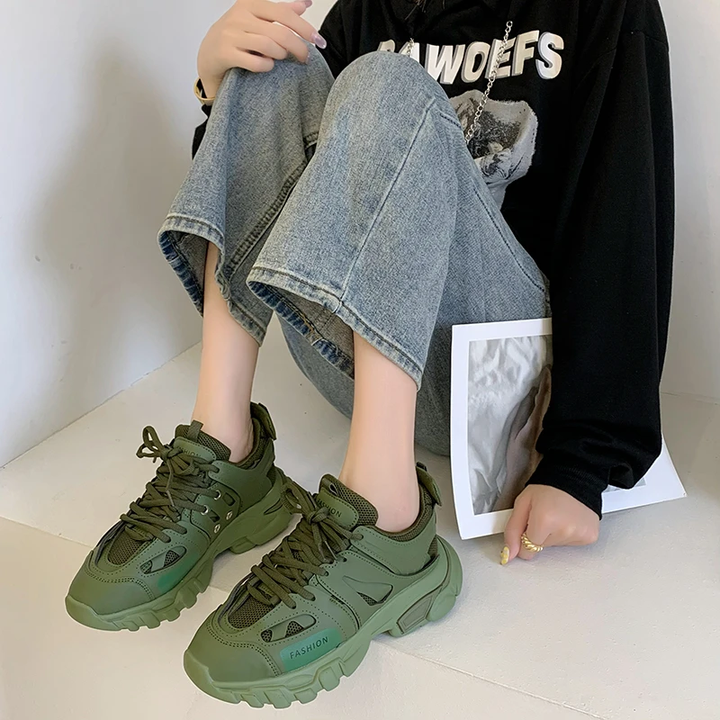 Женские массивные кроссовки на платформе дизайнерские брендовые дышащие