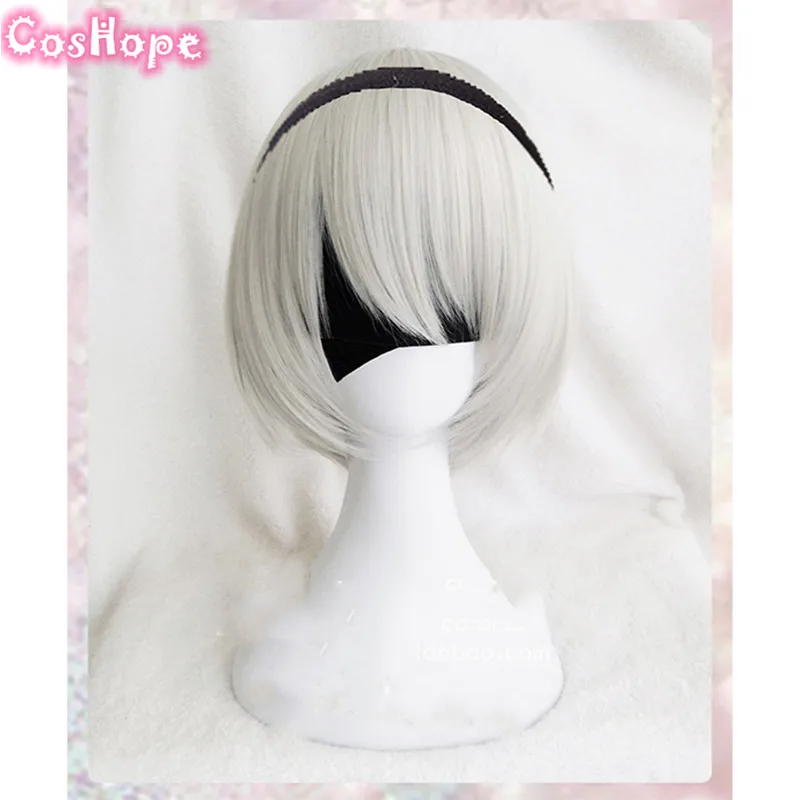

2b Cosplay Nier Automata Cosplay Women Short Silver Wig Cosplay Anime Wig Heat Resistant Synthetic Wigs Halloween Hair