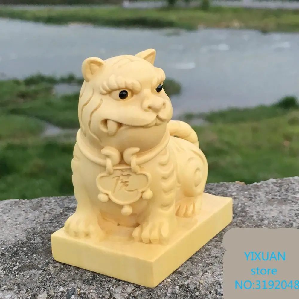 

Boxwood carving, tiger ornament, animal handicraft, tiger Lord, like general Huwei, general xiatan, marshal, Taoist God