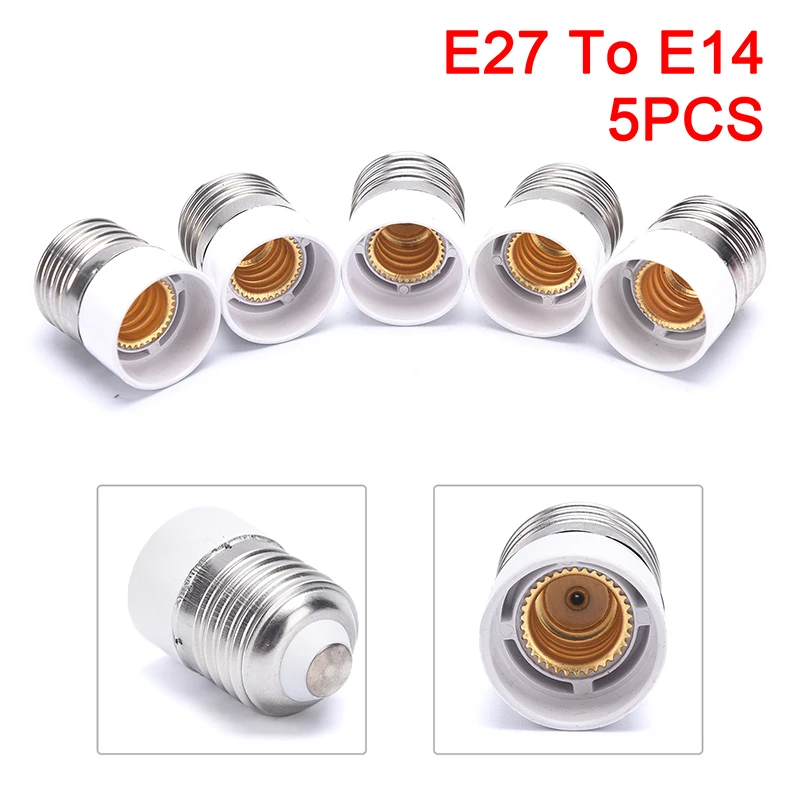 

5PC E27 To E14 Socket Converter Change Lamp Base LED Bulb Adapter 86~265V Haloge