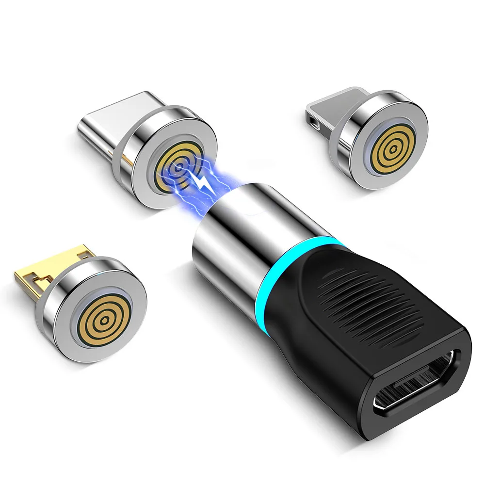 USB C Micro 8 Pin Магнитный адаптер для зарядки и передачи данных конвертер Huawei iPhone X Samsung