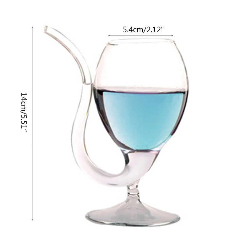 

300ml Red Wine Glass Transparent Cup Mug With Built in Drinking Tube Straw Water Cup for Home Bar Hotel