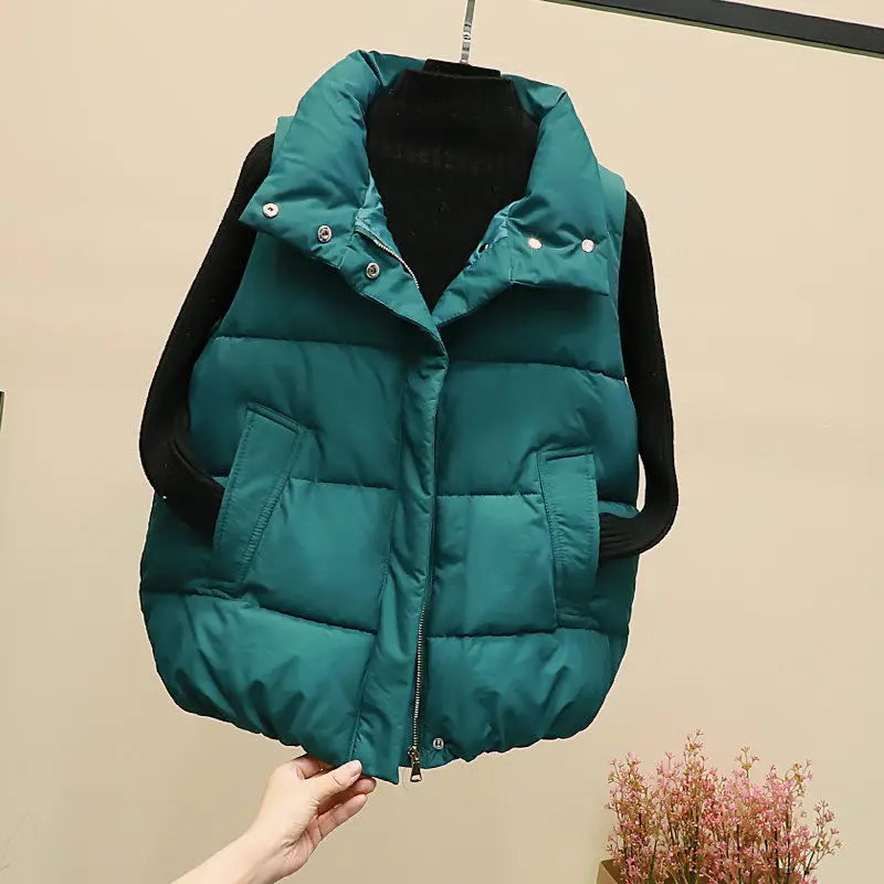 

Fat sister down cotton vest women's short student autumn winter fat mm large size versatile loose bread cotton padded jacket