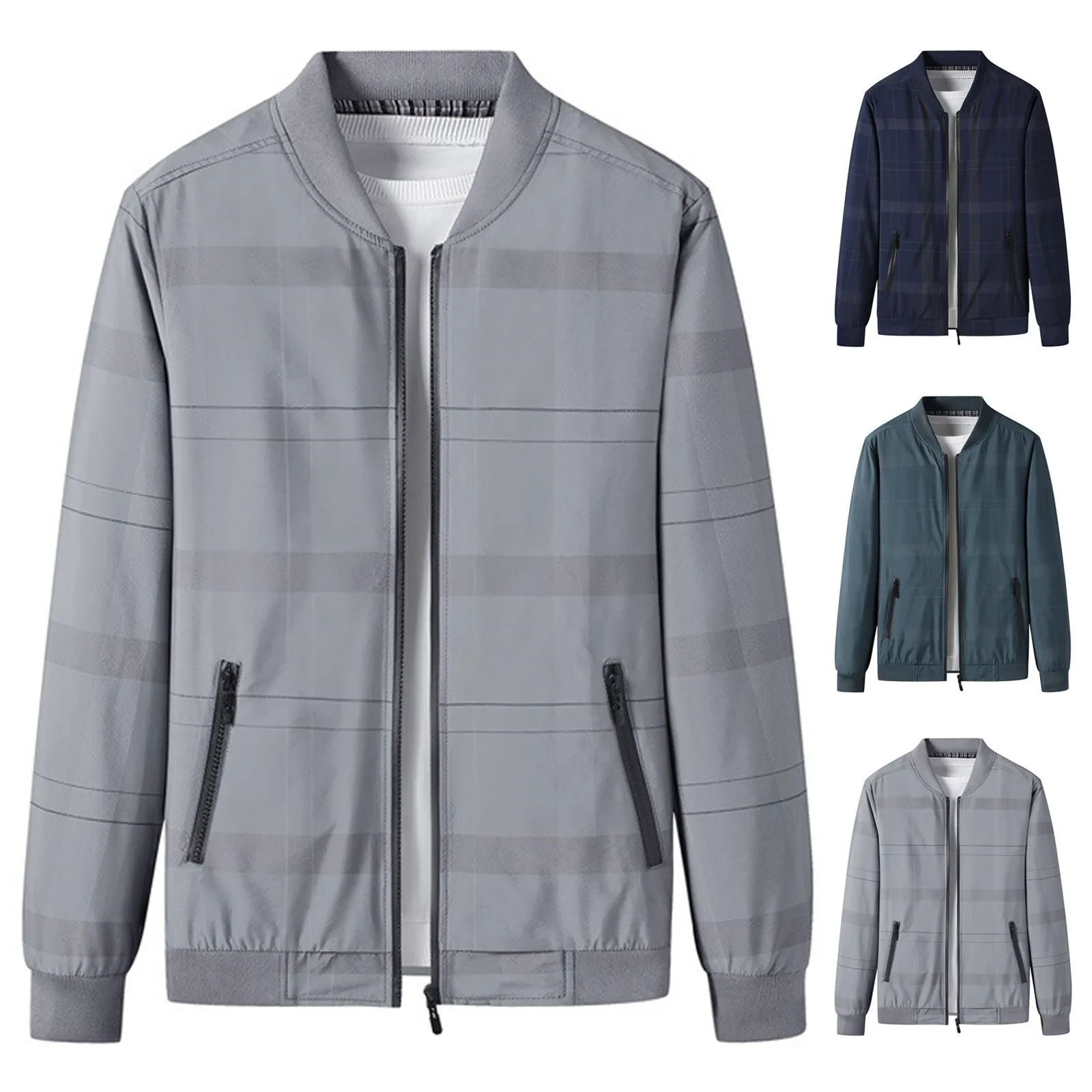 

Men's Winter Sports Flight Jacket Outdoor Zipper Cardigan Stand Collar Jacket With Pockets Simple Comfy Outdoor Jacket Chaquetas