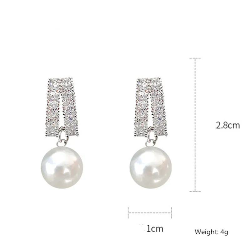 

FYUAN Geometric Zircon Crystal Drop Earrings for Women Exquisite Pearl Dangle Earrings Fashion Party Jewelry Gifts