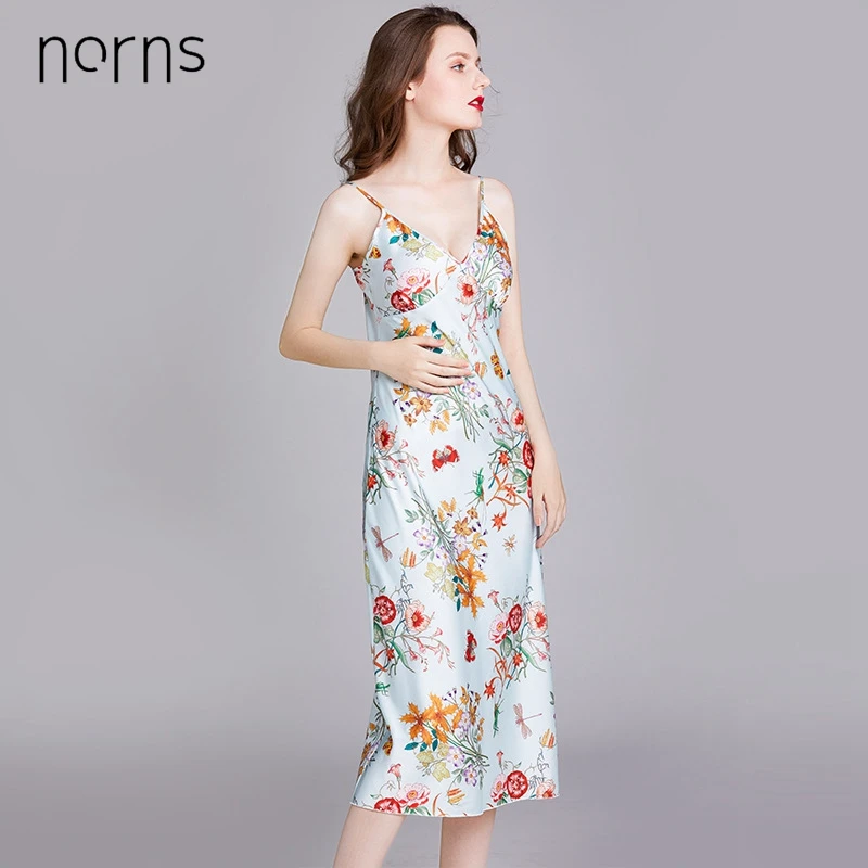 Женская шелковая пижама Norns тонкая сексуальная ночная рубашка на бретельках