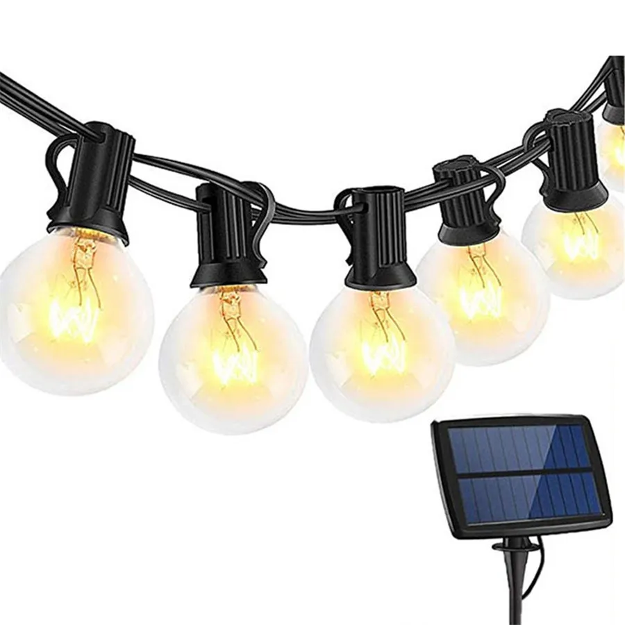 

Outdoor Solar String Lights G40 Solar Globe Bulbs String Light Graden Fence Hanging Light Waterproof Backyard Bistro Party Decor
