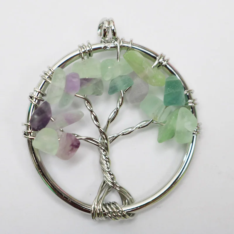 7 Chakra Quartz Natural Stone Tree of Life Pendulum Pendant For Women Healing Necklaces Reiki Jewelry 30mm | Украшения и