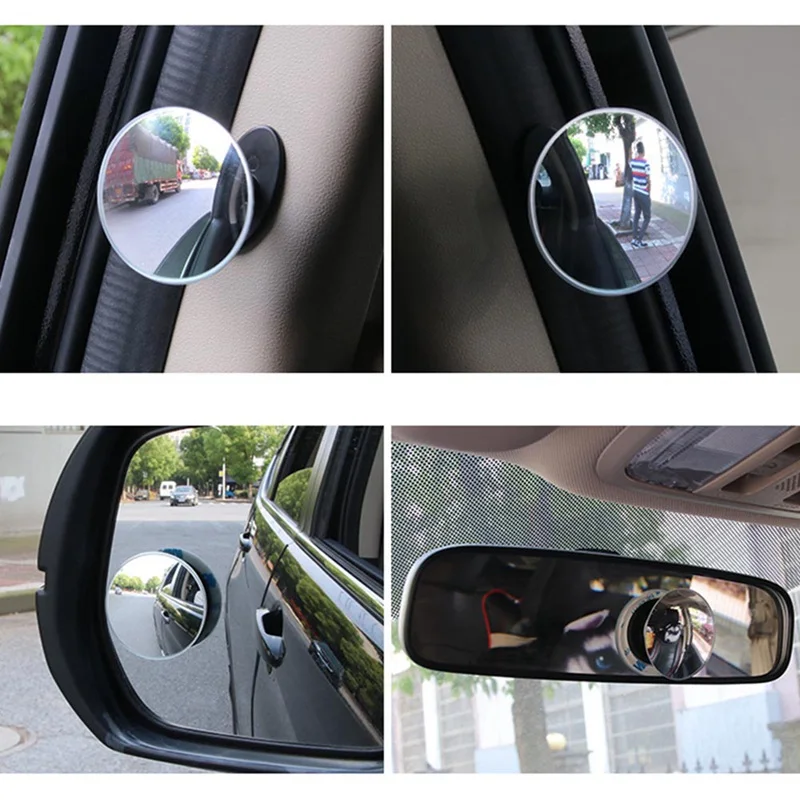 

360 Degree Rotatable Car Sub Mirrors Wide Angle Blind Spot Side Mirror Round Convex Rear View Mirror Auto Accessories