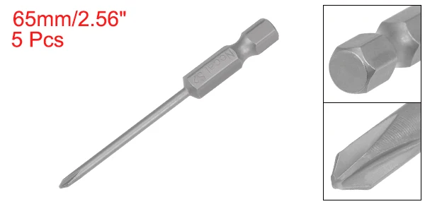 Uxcell 5 шт. 2 мм PH0 Магнитная отвертка Philips Bits 1/4 дюйма шестигранный хвостовик 56 Длина