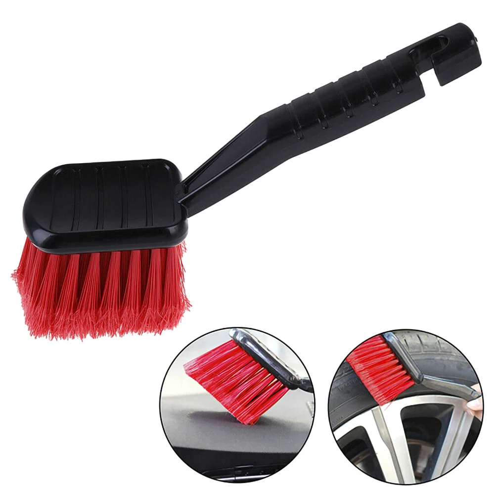 

Car Wheel Brush Tire Cleaner With Red Bristle And Black Handle Washing Tools For Auto Detailing Motorcycle Cleaning Carclean